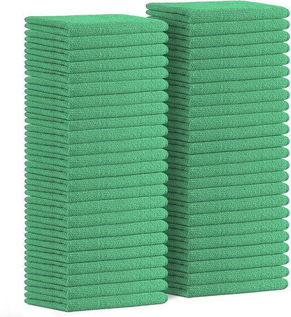 Avalon Towels Microfiber Cleaning Cloths (Value Pack of 48) - Size 16 x 16 Inches, Highly Absorbent Cleaning Rags, Lint Free, Reusable and Washable, Microfiber Towels for Cars (Green)