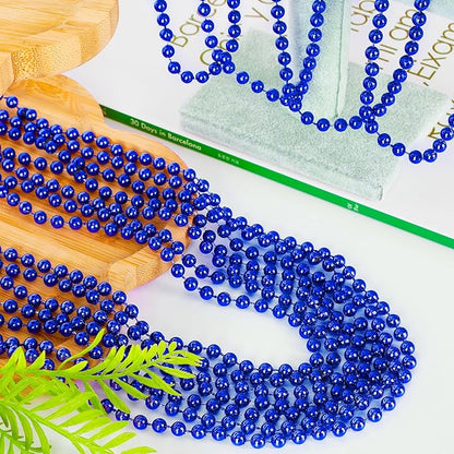 200PCS Blue Beads, 4th of July Blue Beaded Necklaces Stuff, 33" Mardi Gras Necklace Costume Bulk, Parade Throw Party Accessories for Fourth of July Wedding Birthday Events Supplies Decorations