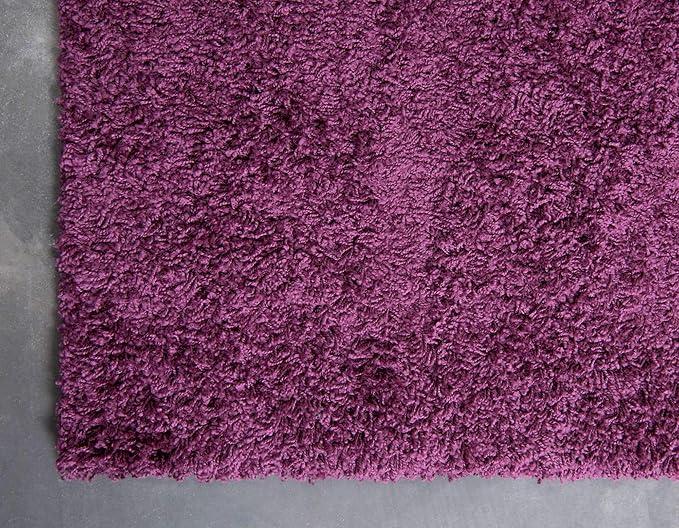 Unique Loom Solid Shag Collection Area Rug (5' 1" x 8' Rectangle Eggplant Purple)