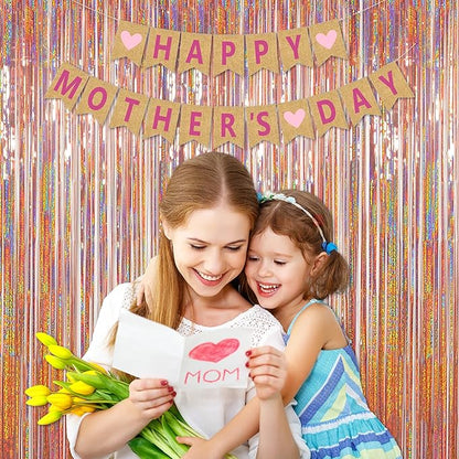 Foil Fringe Curtains Party Decorations - Melsan 3 Pack 3.2 x 8.2 ft Tinsel Curtain Party Photo Backdrop for Birthday Party Baby Shower Rose Gold