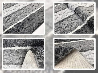 ORFA HOME Custom Cut Hallway Runner Rug, Slip Resistant, 31 Inch Wide X Your Choice of Length, Damask Anthracite, 31 Inch X 6 feet