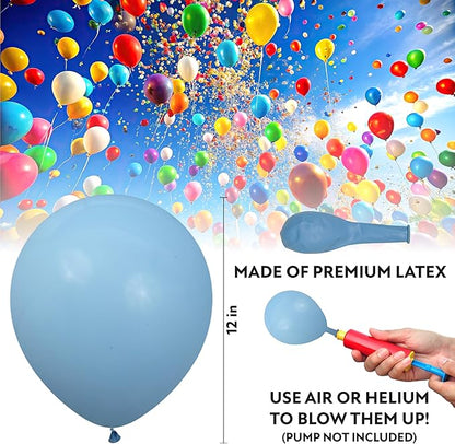 Light Blue Balloons 50 Pack, 12 Inch Latex Baby Blue Balloons, Balloon Pack For Birthdays, Weddings, Baby Showers, Holidays