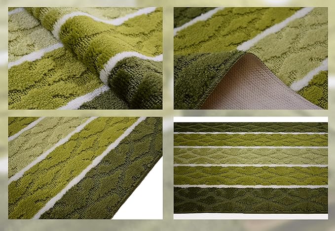 Custom Size Hallway Runner Rug, Slip Resistant, 26 Inch Wide x Your Choice of Length Size, Damask Green, 26 Inch X 19 Feet, Sold and Priced Per Foot