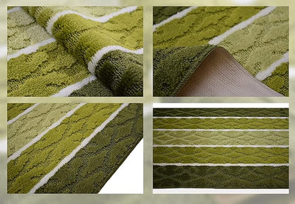 Custom Size Hallway Runner Rug, Slip Resistant, 26 Inch Wide x Your Choice of Length Size, Damask Green, 26 Inch X 24 Feet, Sold and Priced Per Foot