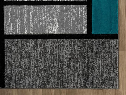Ultra Soft Area Rug - Modern Abstract Design for Living Room & Bedroom - Foldable, Stain Resistant, Easy to Clean - (8x11, Turquoise)