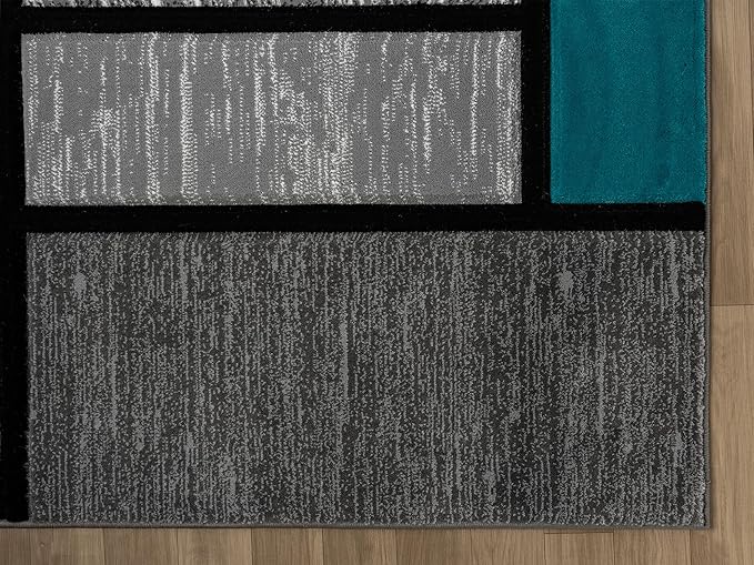 Ultra Soft Area Rug Hand Carved - Modern Abstract Design for Indoor Living Room & Bedroom - Stain Resistant, Easy to Clean - (5x7, Turquoise)