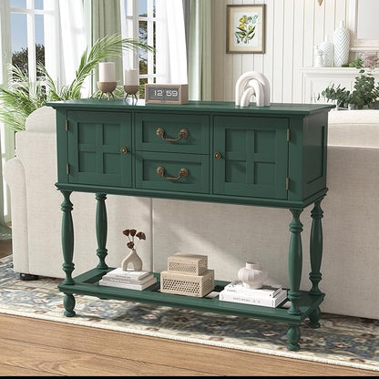 Console Table with Drawers, Vintage Entryway Tables with Storage and Shelf, Hallway Table with Turned Legs, Narrow Behind Couch Sofa Table for Entryway, Hallway, Living Room