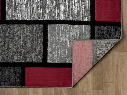 Sam's Sam's Rugs Ultra Soft Area Rug Hand Carved - Modern Abstract Design for Indoor Living Room & Bedroom - Stain Resistant, Easy to Clean - (5x7, Red)