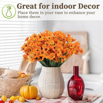 72 Bundles Artificial Mums for Outdoors/Indoors, Fake Flowers Faux Mums for Outdoor Planters, Fall Flowers Artificial for Decoration Garden Porch Window Box Home Wedding Farmhouse