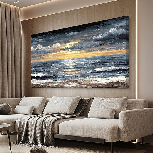 Canvas Wall Art Decor Modern Wall Art Pictures for Living Room Abstract Coastal Wall Art Prints Large Landscape Wall Art Decorations Abstract Canvas Art Wall Decor Bedroom Office Decor 24" X 48"