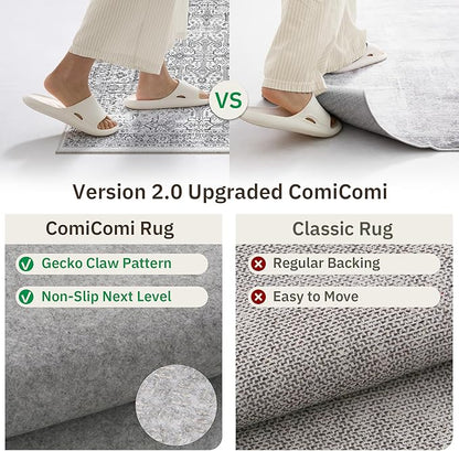 Washable 2x3 Entryway Area Rug - Small Non Slip Vintage Kitchen Runner Rugs Indoor Entrance Soft Neutral Stain Resistant Bathroom Mat Farmhouse Carpet for Bedroom Living Room Entry Laundry 2'x3' Grey
