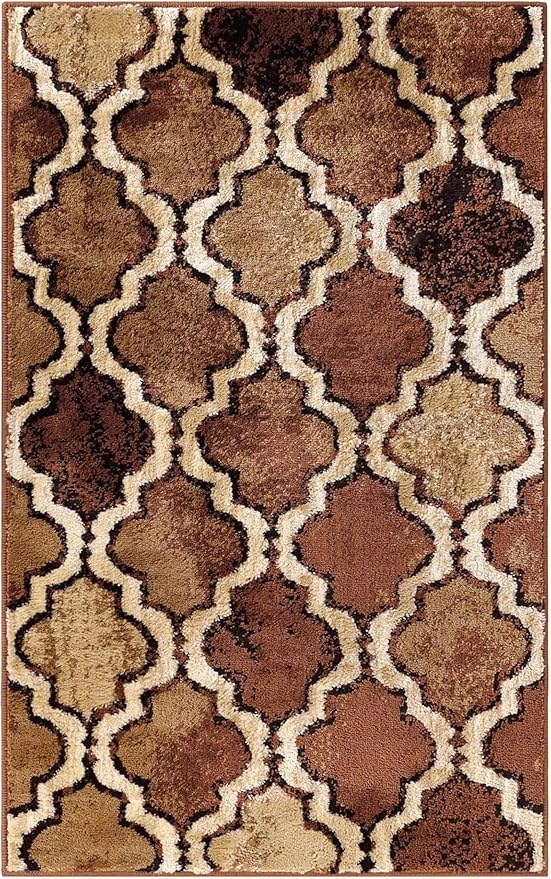 Superior Indoor Small Area Rug, Jute Backed, Perfect for Living/ Dining Room, Bedroom, Office, Kitchen, Entryway, Modern Geometric Trellis Floor Decor, Viking Collection, 4' x 6', Brown