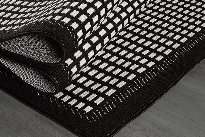 Beverly Rug Micro Loop Area Rug Black/White 6x9 Geometric Modern Luxury Zebra Durable Soft Indoor Rugs for Living Dining Room Office Stain Resistant Non Shedding Casual Indoor Carpet 6 x 9