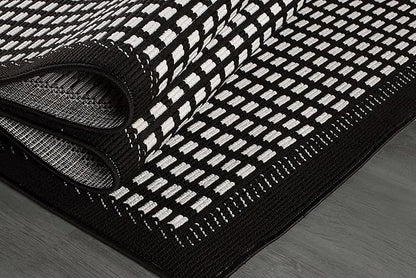 Beverly Rug Micro Loop Area Rug Black/White 6x9 Geometric Modern Luxury Zebra Durable Soft Indoor Rugs for Living Dining Room Office Stain Resistant Non Shedding Casual Indoor Carpet 6 x 9