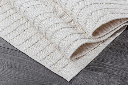 Beverly Rug Micro Loop Area Rug White 5x7 Modern Luxury Soft Circle Geometric Durable Indoor Area Rugs for Living Dining Room Office Stain Resistant Non Shedding Casual Indoor Carpet White 5 x 7