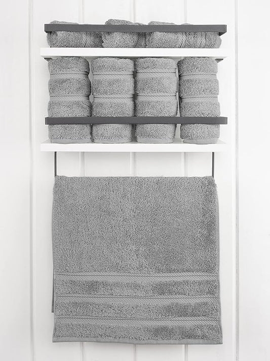 American Soft Linen Luxury Hand Towels for Bathroom, 600 GSM 100% Cotton Turkish 4 Piece Hand Towel Set, 600 GSM Hand Face Towels for Kitchen, Light Grey Hand Towels