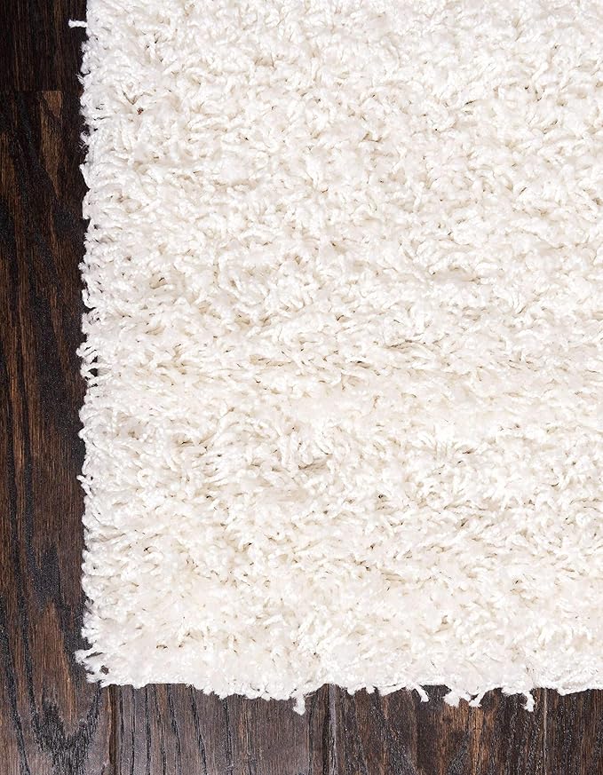 Unique Loom Solid Shag Collection Area Rug (9' x 12' Rectangle, Snow White)