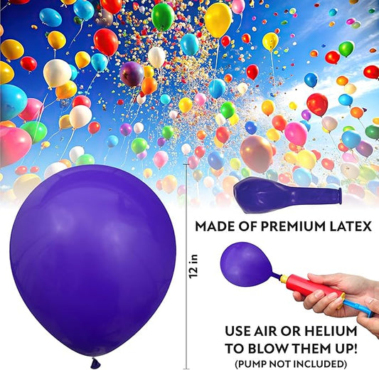 Dark Purple Balloons 100 Pack, 12 Inch Dark Purple Latex Balloons For Birthdays, Weddings, Baby Showers, Holidays