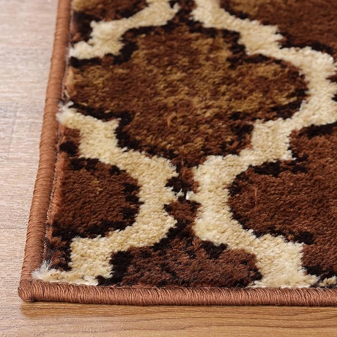 Superior Indoor Small Area Rug, Jute Backed, Perfect for Living/Dining Room, Bedroom, Office, Kitchen, Entryway, Modern Geometric Trellis Floor Decor, Viking Collection 2' 7" x 10' - Brown