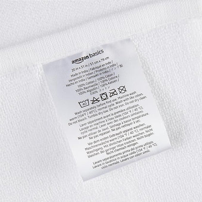 Amazon Basics Non-Slip Cotton Bath Mat, 100% Cotton Absorbent, Machine Washable, 31" L x 20" W, Bright White