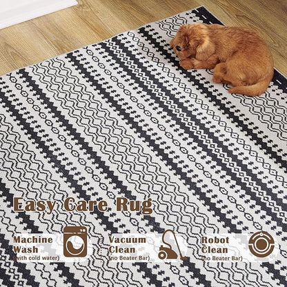 jinchan Moroccan Runner Rug 2x6 for Hallway - Geometric Honeycomb Modern Geometric Machine Washable Soft Ultra-Thin Non-Slip Carpet for Kitchen Bedroom Laundry Room (2x6ft, Black)
