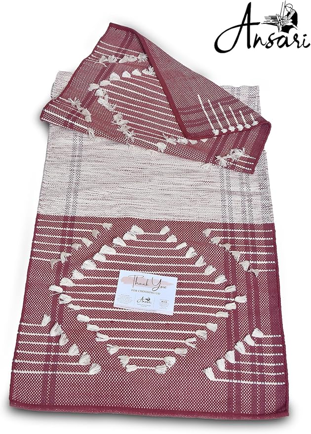 Craftyansari Handwoven Cotton Yoga Mat, Natural, 72 x 24 Inches, Fair Trade, Soft Absorbent Surface for Exercise, Workout, Meditation