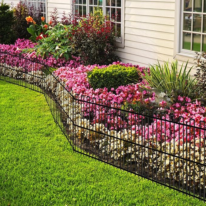 25 Panels No Dig Animal Barrier Fence, 32in(H) x 49ft(L) Garden Edging Border Fencing, Rustproof Metal Stakes Decorative Garden Fence, Dog Digging Defense Fencing Barrier for Outdoor, Yard, Patio