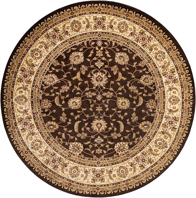 Rugs.com Aditi Collection Rug – 10' Round Brown Low Rug Perfect for Kitchens, Dining Rooms