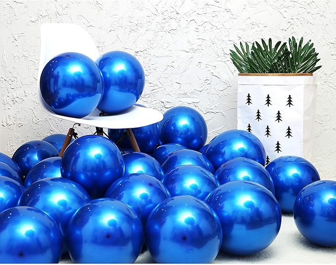 Metallic blue balloons 50 pcs 12 inches Royal blue balloons double layer blue balloons are more durable suitable for wedding, birthday party balloon decorations