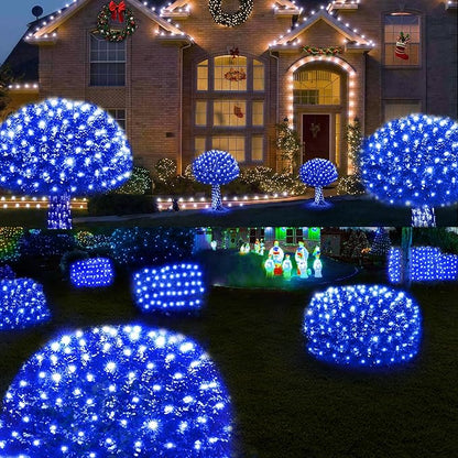WBao Christmas Lights, 200LED 8.4ft x 5.2ft Net Lights Outdoor Mesh Light with 8 Modes, Timer, UL Certified, End to End Connectable, Waterproof for Lawn, Bushes Outdoor Christmas Decorations, Blue