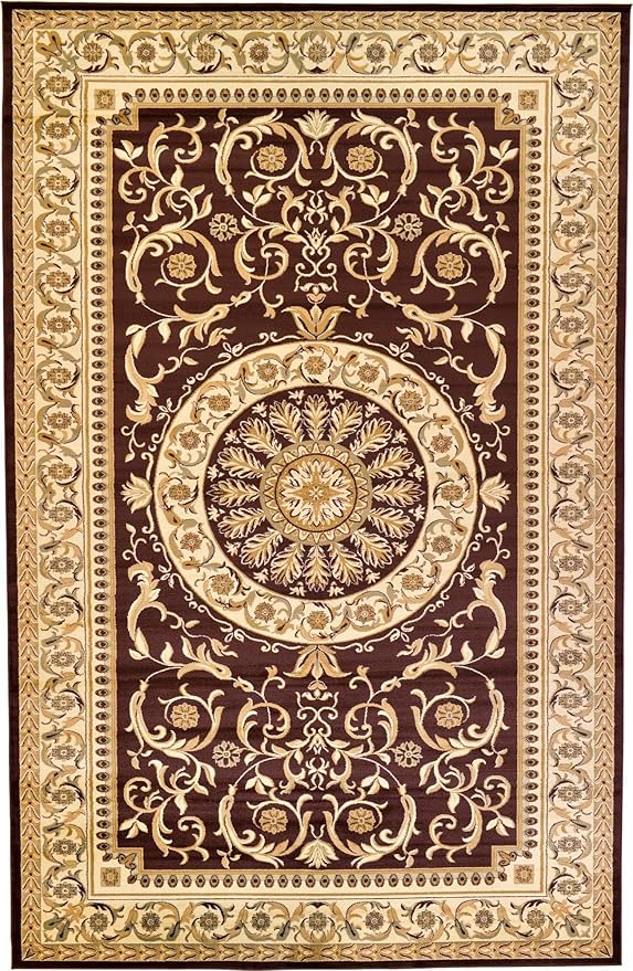 Rugs.com Chateau Collection Rug – 10x16 Brown Medium-Pile Rug Perfect for Living Rooms, Large Dining Rooms, Open Floorplans