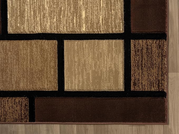 Ultra Soft Area Rug Hand Carved - Modern Abstract Design for Indoor Living Room & Bedroom - Stain Resistant, Easy to Clean - (2'7''x7, Brown)