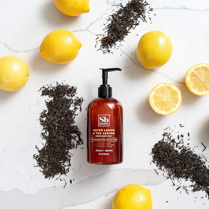 Soapbox Liquid Hand Soap, Meyer Lemon & Tea Leaves - Gentle, Moisturizing Hand Cleanser, Vegan, Cruelty Free Hand Soap for Bathroom and Kitchen, 12oz Pump Bottles (Pack of 3)