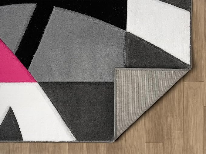 Ultra Soft Area Rug - Modern Abstract Design for Living Room & Bedroom - Foldable, Stain Resistant, Easy to Clean - (8x11, Pink)