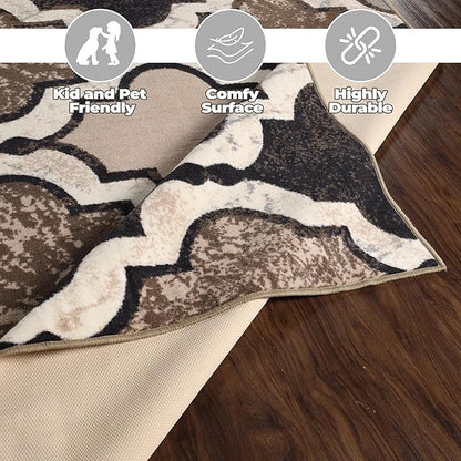 Superior Indoor Large Area Rug, Sturdy Foam Backed, Perfect for Living/Dining Room, Bedroom, Office, Kitchen, Entryway, Modern Geometric Trellis Floor Decor, Viking Collection, 10' x 14', Ivory
