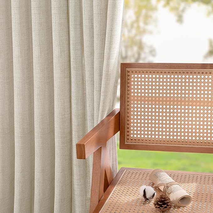 YoungsTex Linen Kitchen Window Curtains 40 Inch Length with Grommet, Short Light Filtering Drapes with Bronze Grommet Semi Sheer for Bathroom Cafe Decorative, 34 x 40 Inch, 2 Panels