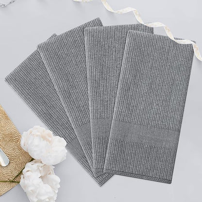 Homaxy Premium Kitchen Towels(18”x 28”, 8 Pack), Large Cotton Kitchen Hand Towels, Flat and Terry Dish Towels, 380 GSM Highly Absorbent Tea Towel Set with Hanging Loop, Grey
