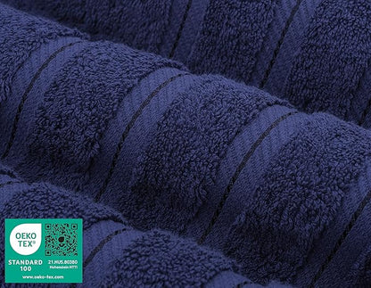 American Soft Linen Luxury Hand Towels for Bathroom, 600 GSM 100% Cotton Turkish 4 Piece Hand Towel Set, 600 GSM Hand Face Towels for Kitchen, Navy Blue Hand Towels