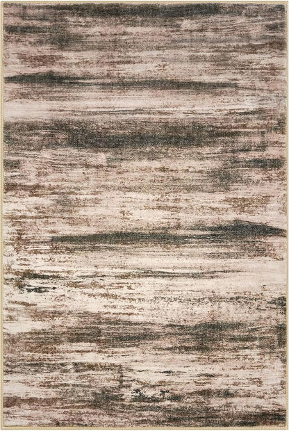 KOZYFLY Washable Rugs 8x10 Area Rug Modern Ombre Thin Rugs for Living Room, Washable Large Non-Slip Soft Striped Rug for Bedroom, Print Blush Brown Abstract Carpet for Laundry/Kid Room