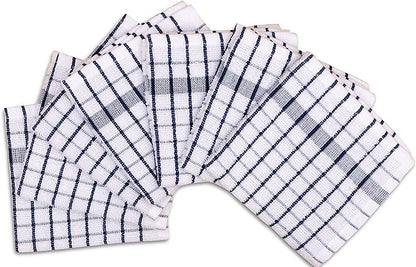 AMOUR INFINI Kitchen Dish Cloths Set of 8 - Ultra Soft, Highly Absorbent, Quick-Drying Terry Cotton Dishcloths 12"x12" Inch Wash & Cleaning Cloths for Kitchen & Dishwashing (Blue)