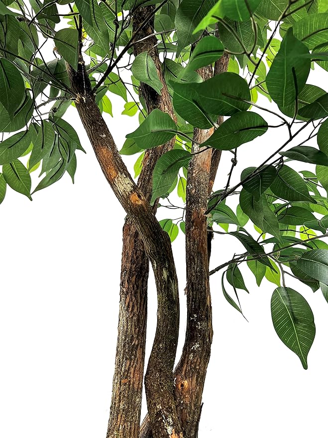 Cypress & Alabaster Handmade 6.5ft 3-Tier Ficus Artificial Tree with Ethically Sourced Real Wood Trunks, Hypoallergenic, 6.5-Foot, Green