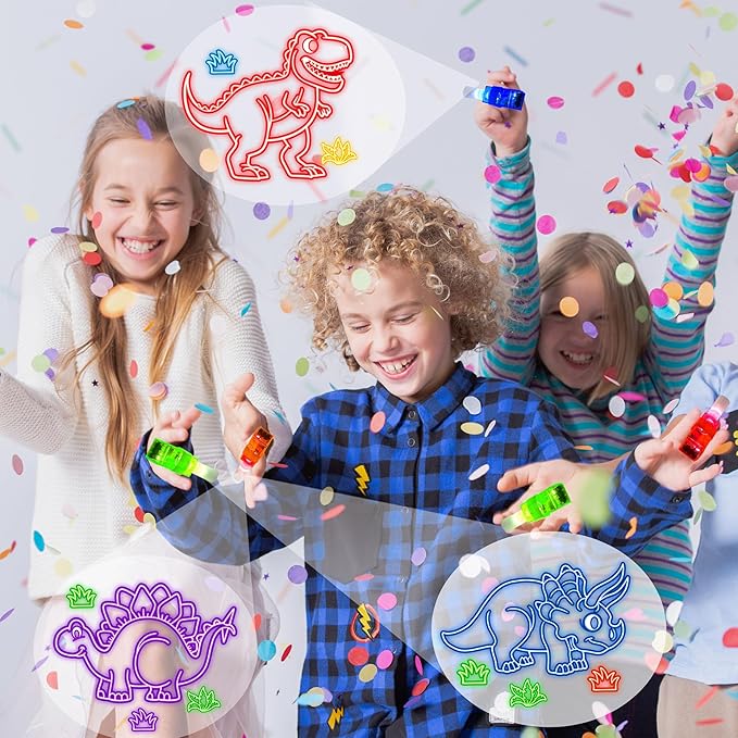 24PCS Dinosaur Neon Party Favors-LED Finger Lights: Dino Birthday Glow in the Dark Toys Bulk for Kids Boys Girls,Dinosaur Party Decorations Supplies Goodie Bags Stuffers, Classroom Prizes, Fun Gifts