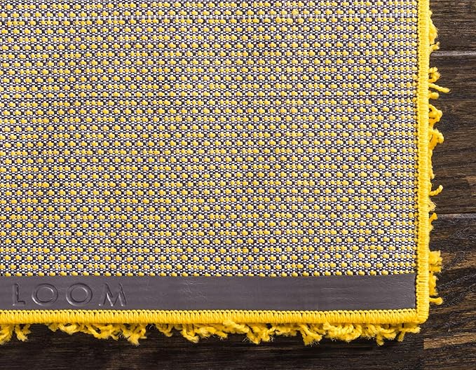 Unique Loom Solid Shag Collection Area Rug (8' x 11' Rectangle, Tuscan Sun Yellow)
