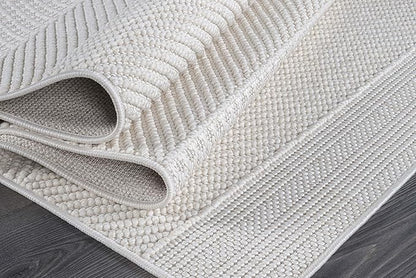 Beverly Rug Micro Loop Area Rug White 6x9 Modern Luxury Soft Boho Geometric Durable Indoor Area Rugs for Living Dining Room Office Stain Resistant Non Shedding Casual Indoor Carpet White 6 x 9