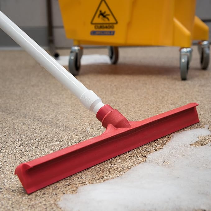 SPARTA 3656705 Plastic Floor Squeegee, Shower Squeegee, Heavy Duty Squeegee With Rubber Blade For Windows, Glass, Shower Doors, Floors, Windshields, 20 Inches, Red