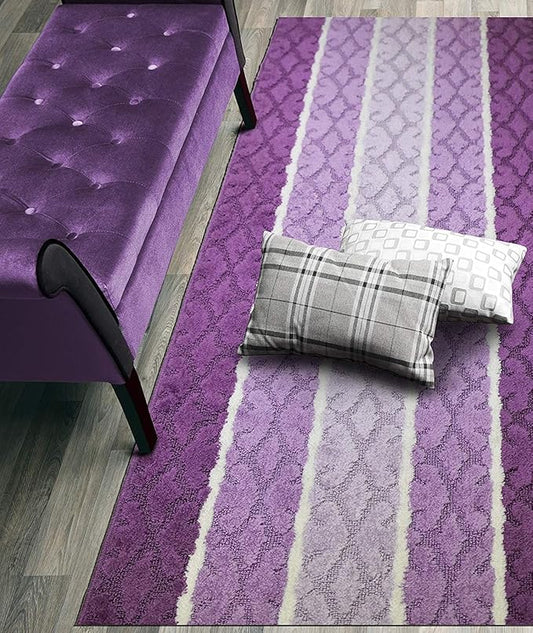 Custom Cut Hallway Runner Rug, Slip Resistant, 31 Inch Wide X Your Choice of Length, Damask Lilac, 31 Inch X 16 feet