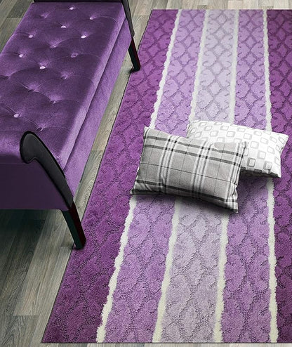 Custom Cut Hallway Runner Rug, Slip Resistant, 31 Inch Wide X Your Choice of Length, Damask Lilac, 31 Inch X 12 feet