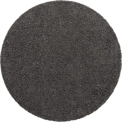 Unique Loom Solid Shag Collection Area Rug (7' 1" Round, Graphite Gray)