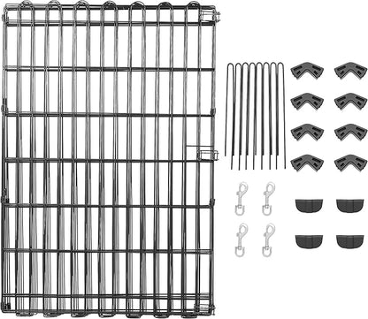 Amazon Basics Foldable Octagonal Metal Exercise Dog Playpen - Indoor/Outdoor, No Door, Medium (8 Panels, 24 x 36), Easy to assemble, store, and customize, 36" - Medium, Black