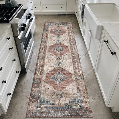 vivorug Runner Rug 2'x8' Vintage Washable Non-Slip Runners for Hallways Kitchen Entryway Laundry Room Carpet Hallway Runner Brown